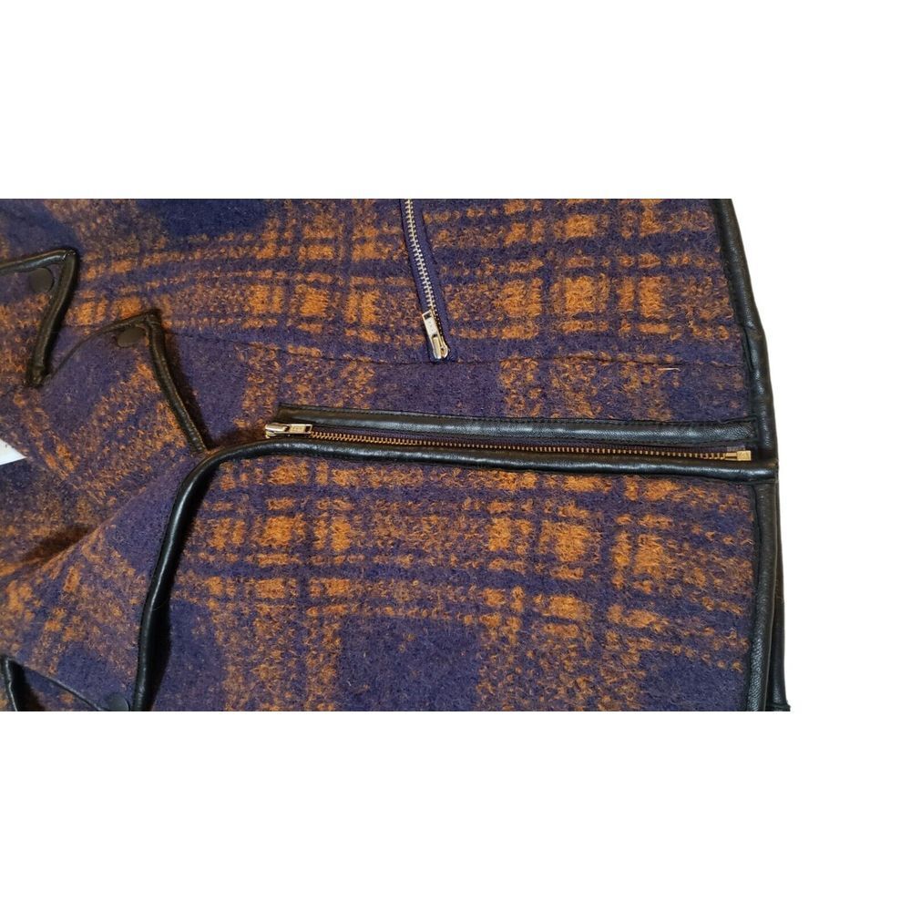 NWT Cut 25 Byzantium Plaid Crop Wool Leather Trim Jacket Zip Pocket S Orig. $550 - Picture 6 of 16